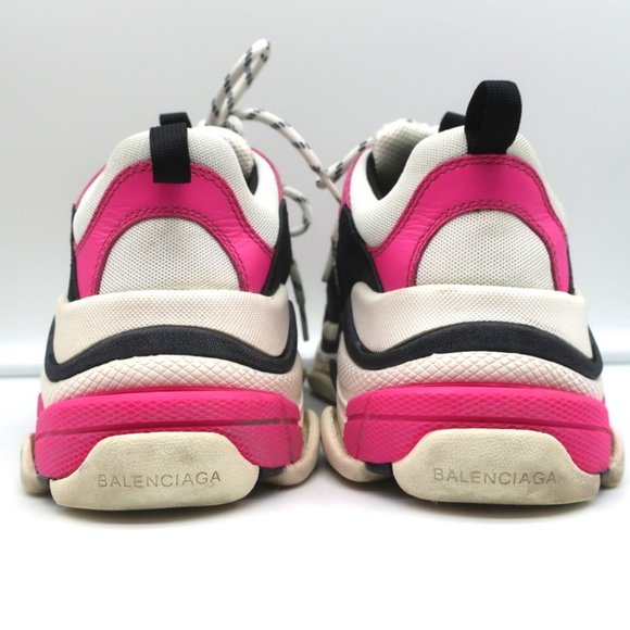 BALENCIAGA TRIPLE S SNEAKERS WHITE MESH & PINK LEATHER SIZE 39 - Picture 8 of 11